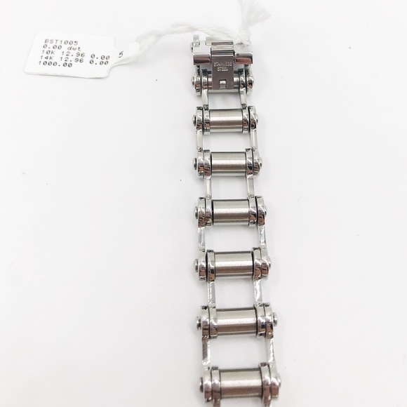 Men’s Silver Stainless Steel Bike Chain Bracelet - Picture 4 of 4